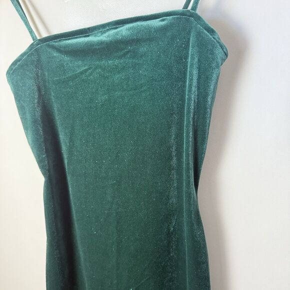 Y2K Velvet Glitter Dress Women's Juniors Large Whimsygoth Fairy Grunge 90s Green - Picture 5 of 8